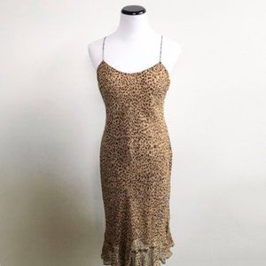 ANN TAYLOR Silk Leopard Print Mermaid Style Slip Midi Dress | Size XS